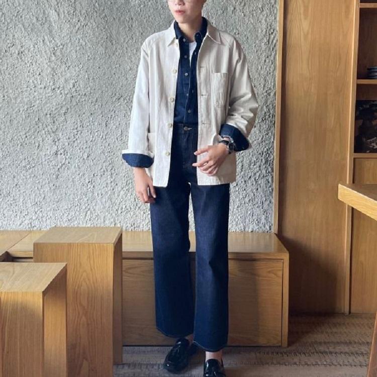 Uniqlo Однотонная повседневная рабочая куртка на одной пуговице для мужчин куртки Белоснежный 457212-01