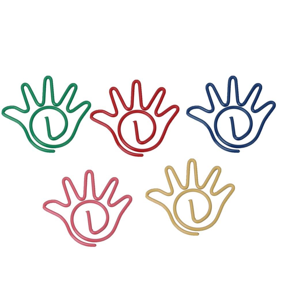 60pcs with Storage Box Paper Clip Hand Shaped School Stationery Cute Memo Clips Office Supplies