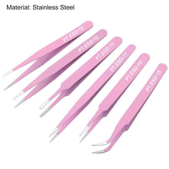 6 шт., высокопрочные пинцеты с различными характеристиками, антистатические антистатические ESD пинцеты для электронного ремонта, инструмент для обслуживания