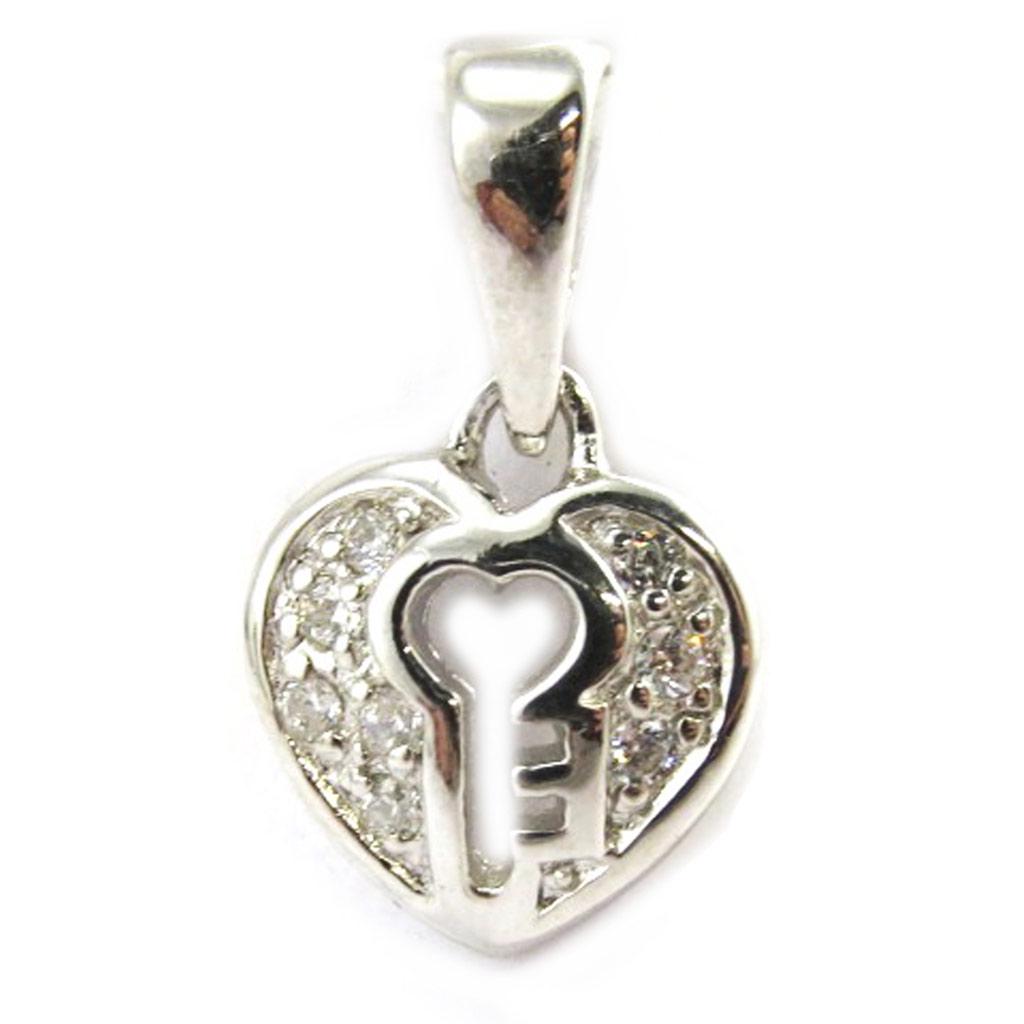 Les Trésors De Lily [M1726] - Silver 'Love' Pendant with White Padlock