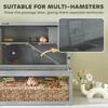 Wooden Hamster Cage, 3 Levels with Hideaway, Wheel, Ramps, Transparent Panel, Separate Compartments, 80x50x84cm, Grey