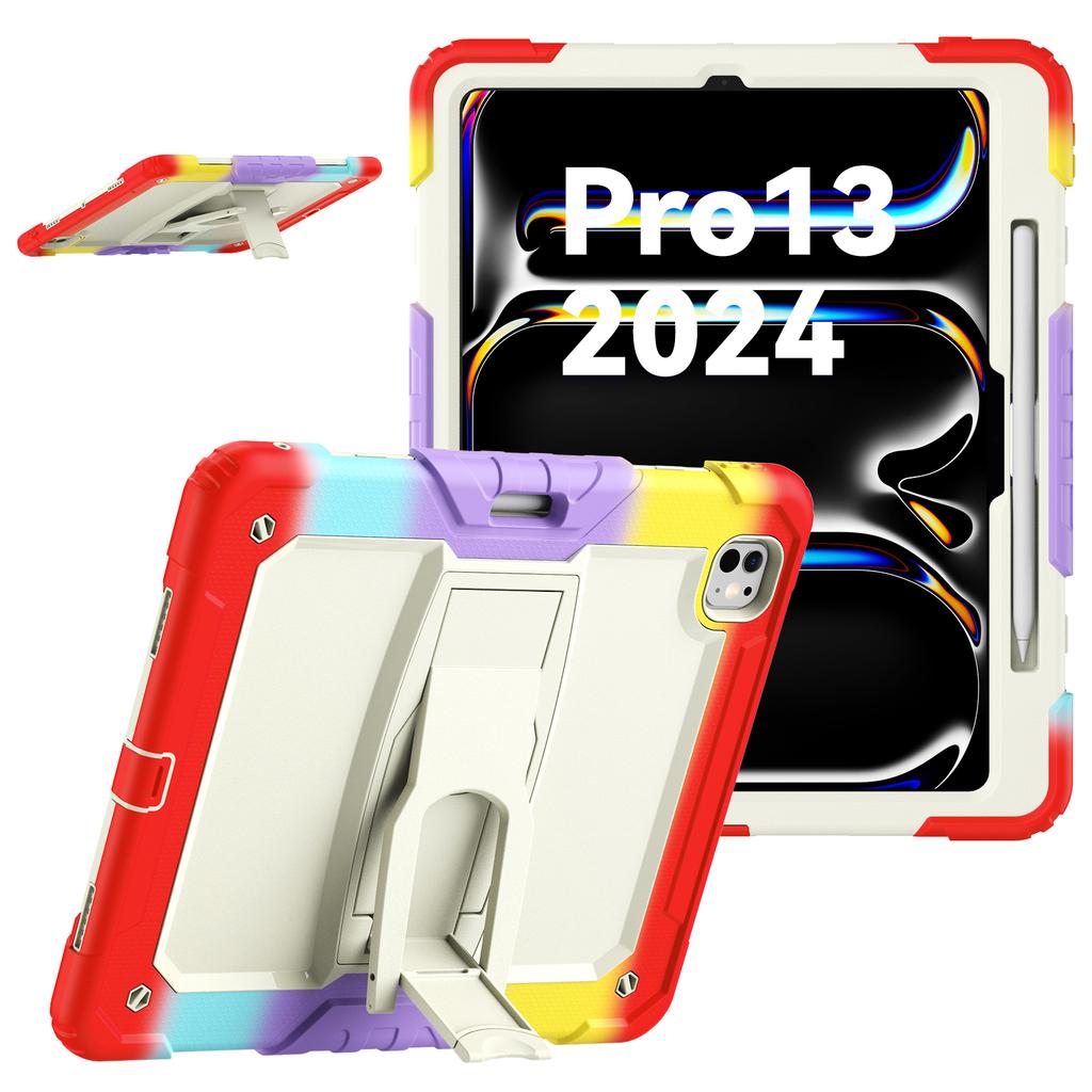 Для iPad Про 13 (2024) Чехол для ПК + силиконовый чехол для планшета с гнездом для ручки и плечевым ремнем
