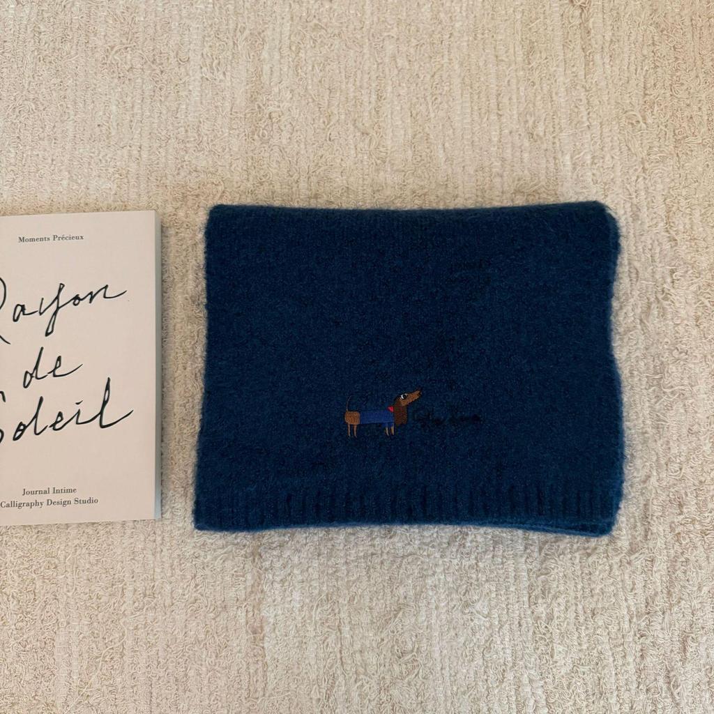 Толстый теплый вязаный шарф в корейском стиле - однотонный, милый и холодостойкий для щенков-девочек, зима 2024 г.