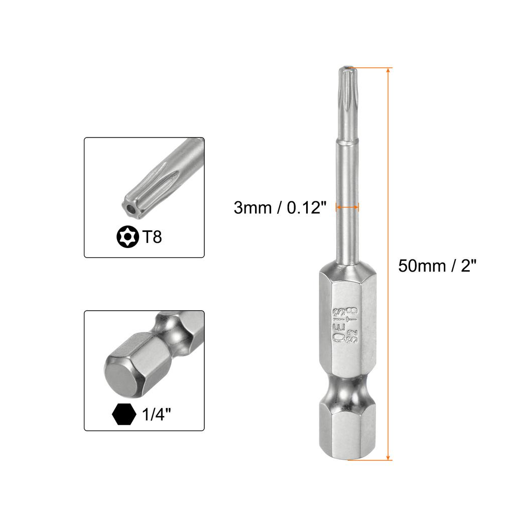 1/2 шт. Безопасное Torx Бито 1/4" Шестигранный Хвостовик 2" Длиной T6-T40 Магнитные Звездообразные Бито с Защитой от Вскрытия Отвертка Torx Головка с Отверстием