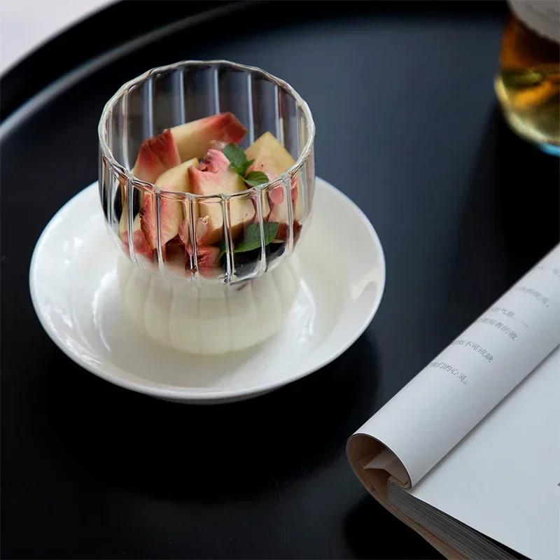 250 мл Ins Ice Milk Coffee Glass Cups Ribbed Drinking Glasses Glassware for Cocktail Beer Soda Juice Home Bar Party Gift