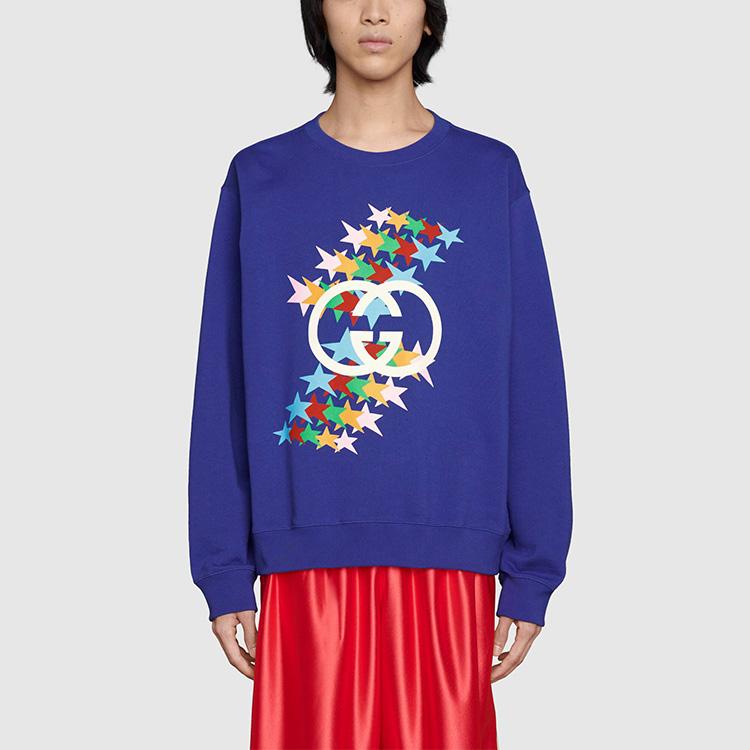 GUCCI Sweatshirts Men's Blue Crew Neck Moderate Regular 626990-XJDNK-4120