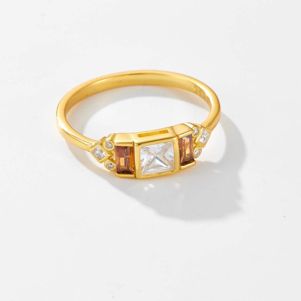 ANDYWEN Кольцо из стерлингового серебра 925 пробы, золото, коричневый, белый, прозрачный квадратный циркон, женское кольцо, роскошные ювелирные изделия в стиле рок-панк, подарок