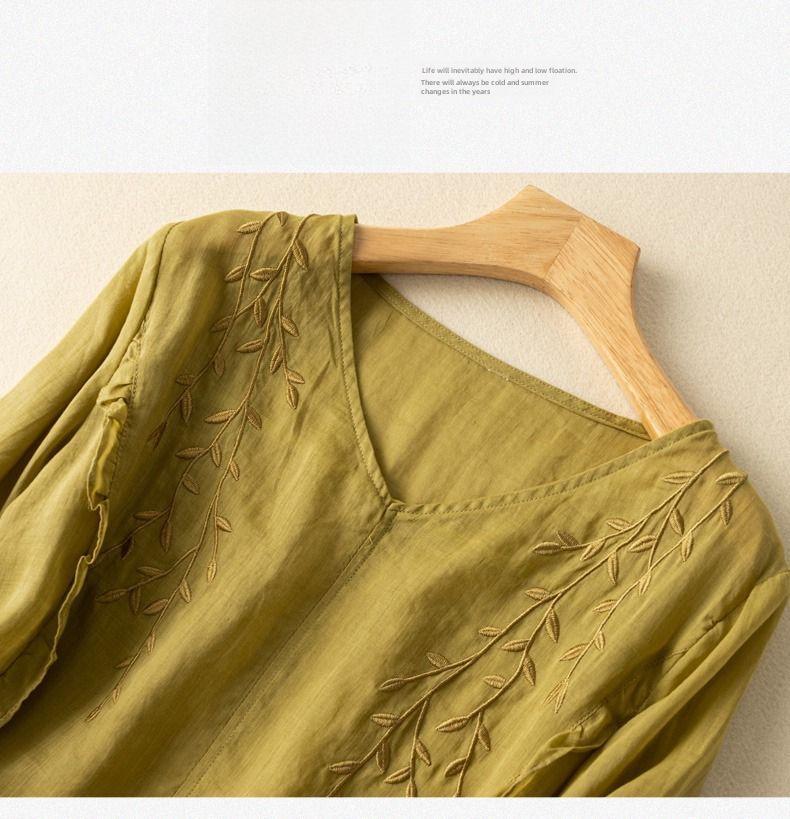 Женские вышитые ретро-топы из хлопка и льна - лето 2024 г., свободный крой, универсальный этнический стиль