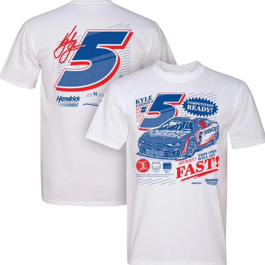 Kyle Larson #5 Hendrickcars.C<wbr>om Newspaper White TShirt Unisex T-Shirt
