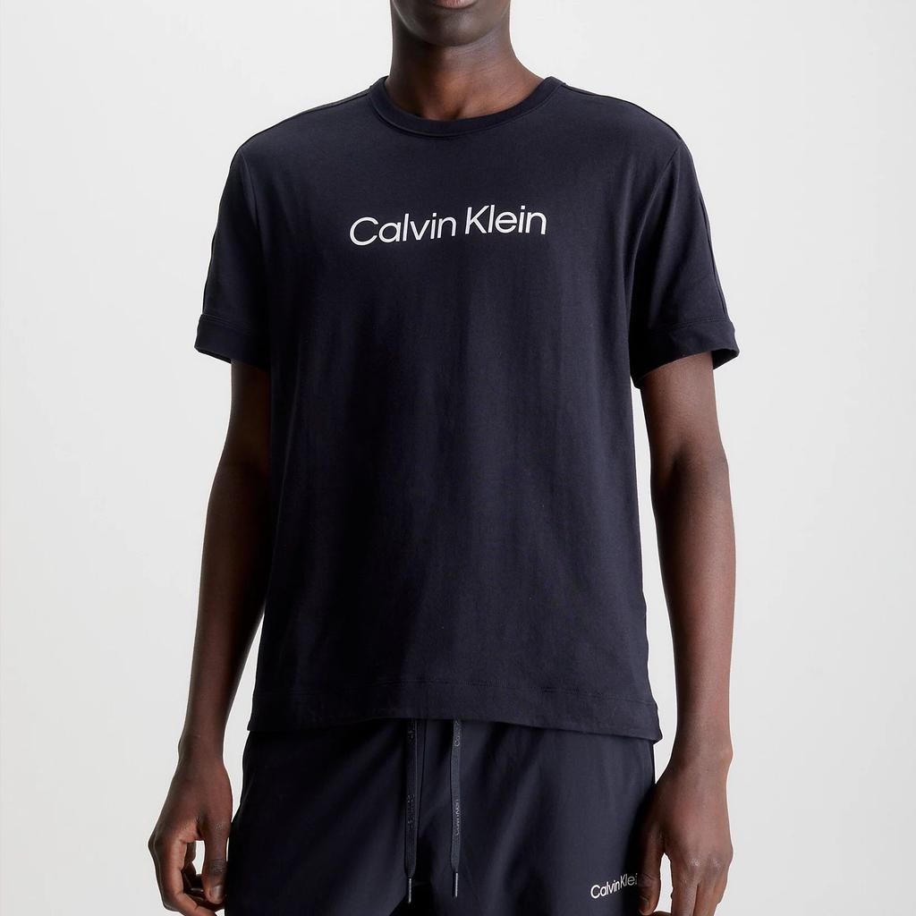 Calvin Klein SS23 Футболка с круглым вырезом и коротким рукавом с принтом букв, мужские топы, черная 00GMS3K104-BAE