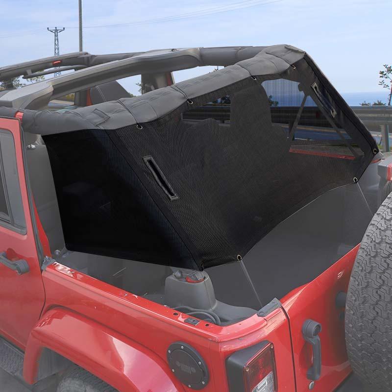Car Rear Trunk Sunshade Mesh Sunscreen Cover for Jeep Wrangler JK 4-Door Version Exterior Accessories, UV Protection