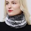 Вязаный шарф-кольцо женский из натурального меха кролика рекс, манишка, зимний теплый модный женский шарф