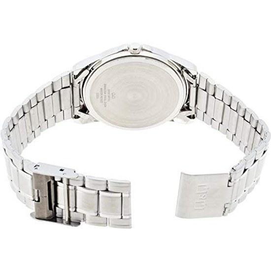 Citizen QQ Wristwatch Analog Waterproof Date Day Metal Band A142-214 Mens Silver
