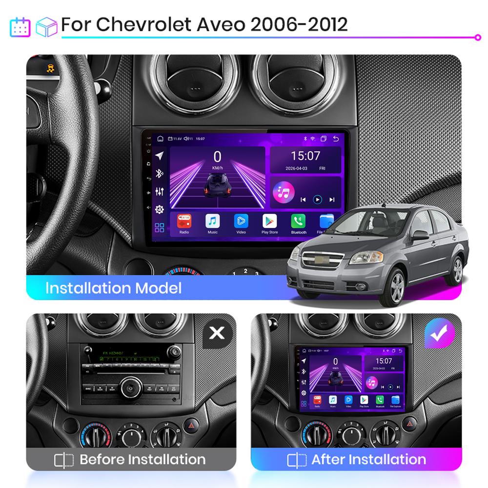 Автомобильная магнитола Android Car-Play для Chevrolet Aveo 2006-2011 Мультимедийный плеер Головное устройство Стерео Навигация GPS BT WIFI, 8 ЯДЕР, 2+32 ГБ