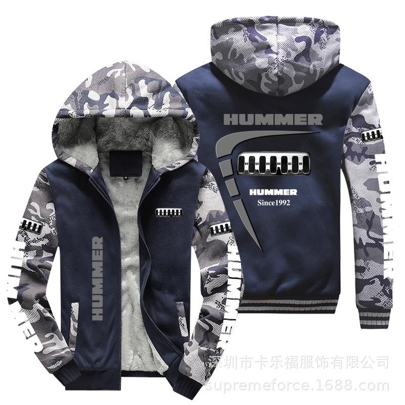 Hot Sale Men's European Size Hooded Sweater Jacket HUMMER Road Locomotive Motorcycle Fleece Hooded Sweater