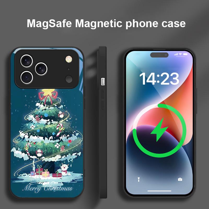 Украшенная Рождественская Елка Для Magsafe iPhone 17 Pro Max 16 E 15 14 13 Plus 12 mini 11 17 Air XR Xs Max 7 Plus Стеклянный Чехол для Телефона