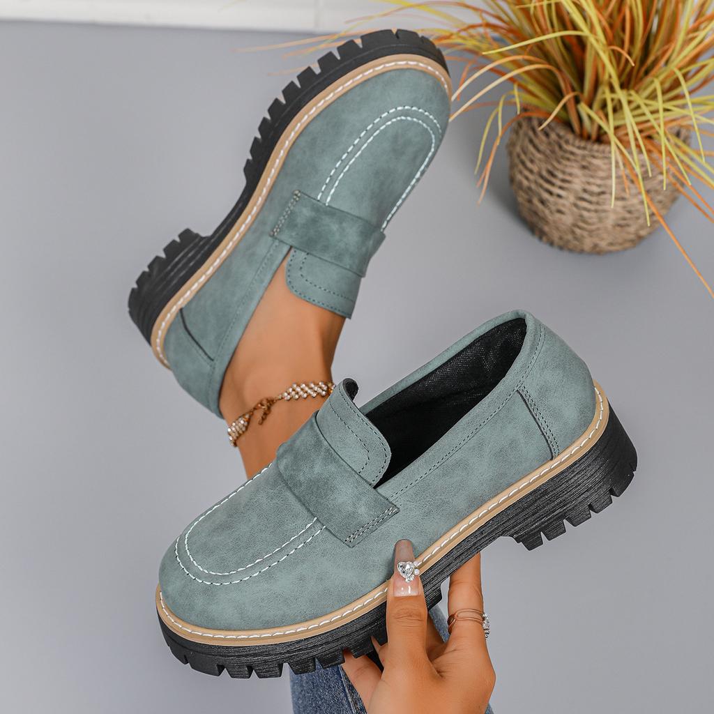 Women Loafers Female Retro British Styles Flat Platform Casual Shoes Lady Thick Sole Muffin Shoes Lady Office Work Trend Shoes
