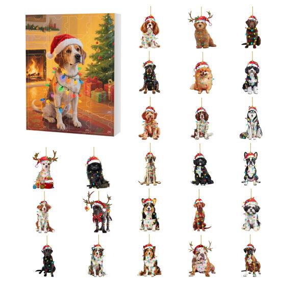 Dog Advent Calendar 2025 24 Days Christmas Countdown with 24 Pcs Acrylic Dog Ornaments Holiday Gifts for Dog Lovers