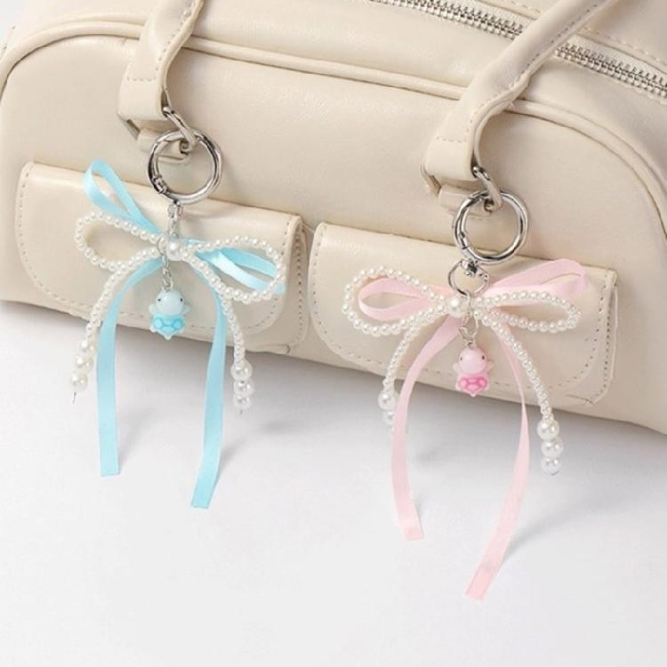 Универсальные Брелоки-Ключницы с Бантом из Ленты и Жемчугом, с Подвеской-Черепахой, Очаровательный Аксессуар для Рюкзаков и Сумок
