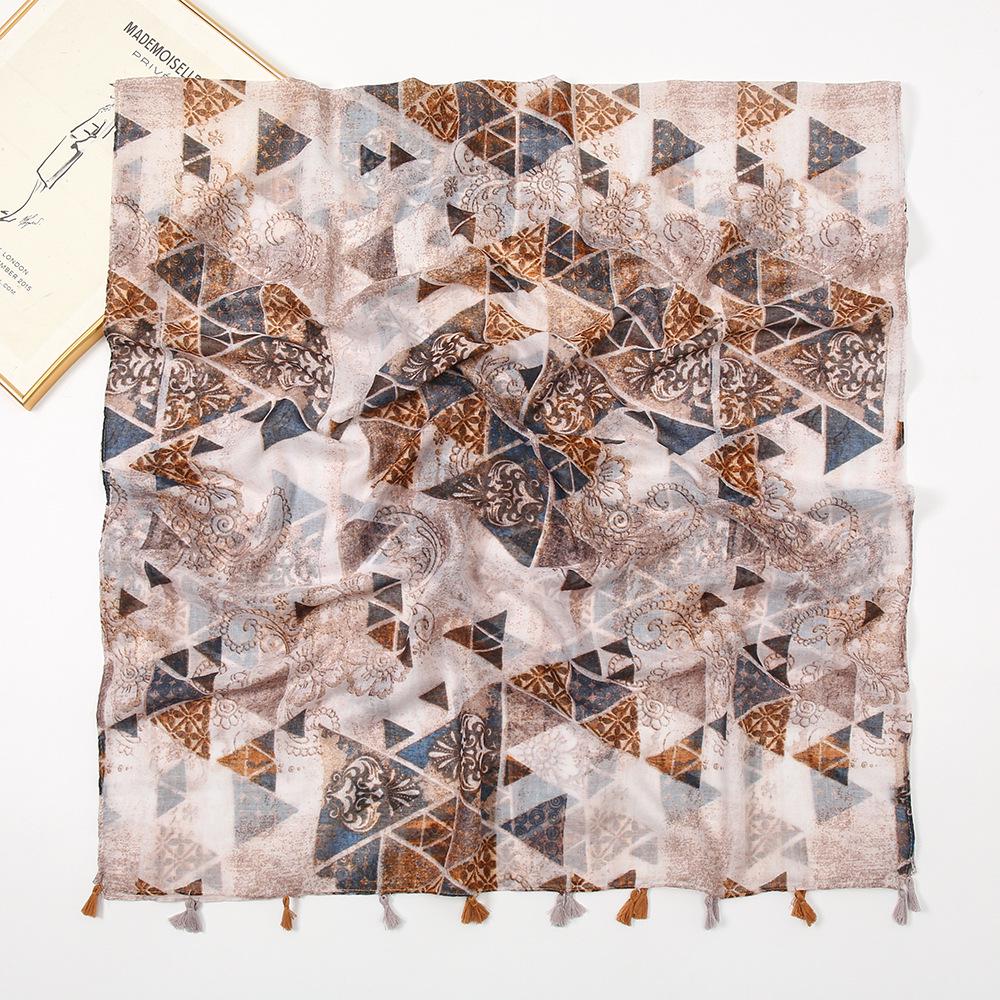 Осенне-зимняя шаль с принтом бабочек: Теплый шарф из хлопка и льна в стиле живописи тушью для путешествий или пляжа