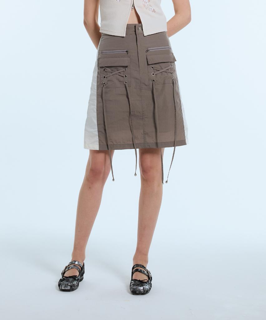 Latizen L11 Eyelet Nylon Skirt(Brown)