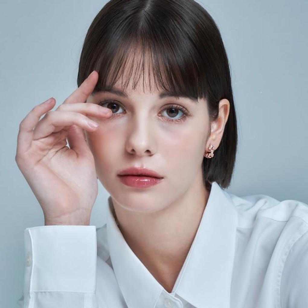 18K Chain Point One-Touch Earrings (Gold Pin) GI8KPEE058