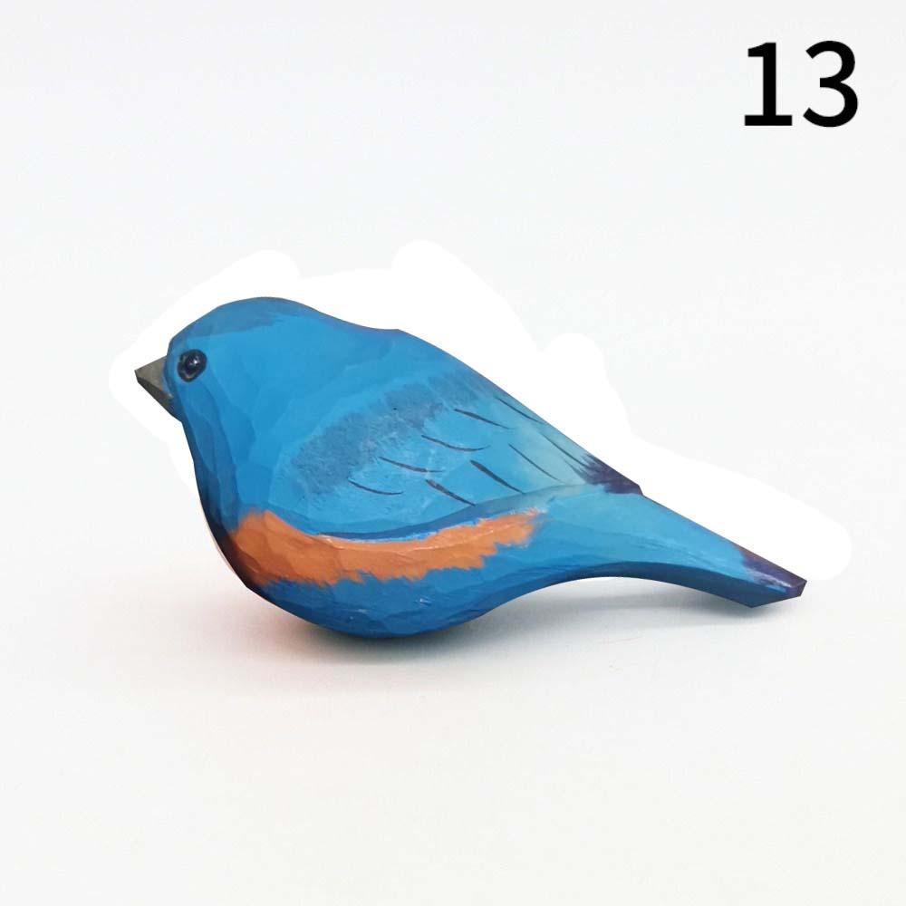 Handmade Small Bird Ornament Cute Wooden Bird Figurine Creative Wood Carving Bird Children's Toys