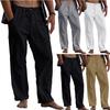 Мужские летние пляжные свободные хлопковые льняные брюки для йоги, эластичные брюки на шнурке