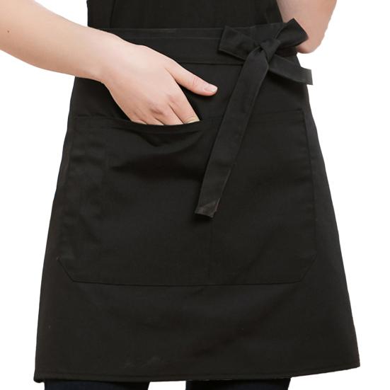 Unisex Waterproof Half Apron with Pocket Waitress Chef Waist Apron Resistant Restaurant Cafe Lace-up Short Apron