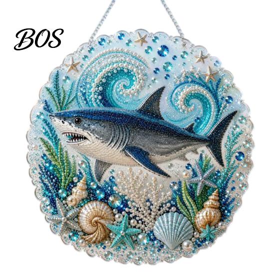 DIY Mosaic Craft for Adults Coastal Faux Pearl Painting Kit, Ocean Theme Art Decorative Bead Work Sparkling Sea Animal Ornament Kit And Beginners
