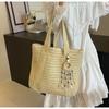 2025 New Straw Plaited Woven Women's Roomy Bag Casual Versatile Single Shoulder Bag High Capacity Seaside Beach Bag Vacation Commuter Large Tote Bag