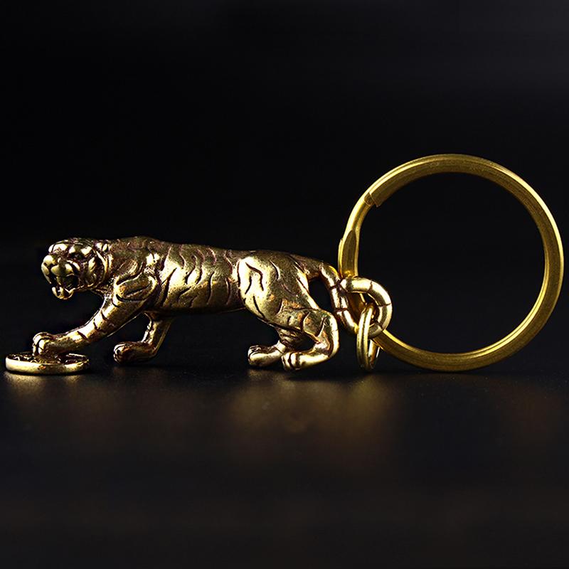 Antique Copper Tiger King Figurines Home Decor Accessories Vintage Brass Animal Mountain Ornaments Desk Decorations