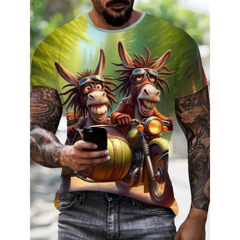 New Casual and Versatile High-quality Men's 3D Fun and Personalized Printed Animal Short Sleeved T-shirt