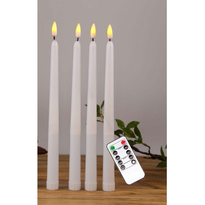 4 or 6 Pieces Remote Control White Flameless LED Taper Candles,Christmas Flickering Yellow Light Battery Power Decorative Candle