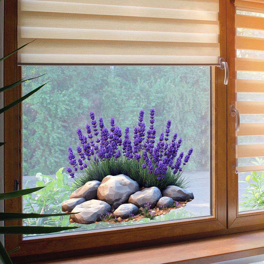 Painted Purple Lavender Balcony Glass Home Beautification and Decoration Electrostatic Window Stickers