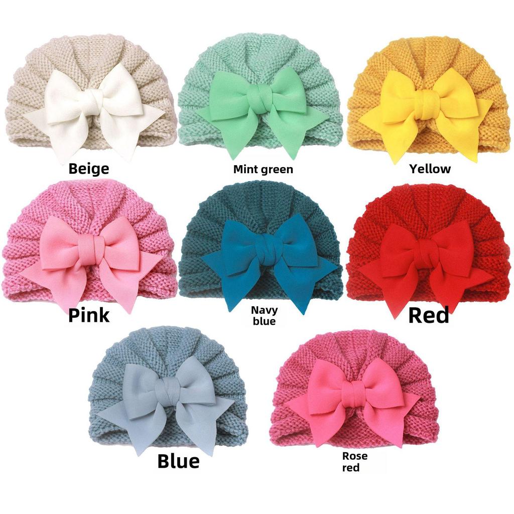 Новое поступление: Детская вязаная шапка с бантом на осень и зиму – европейский и американский стиль