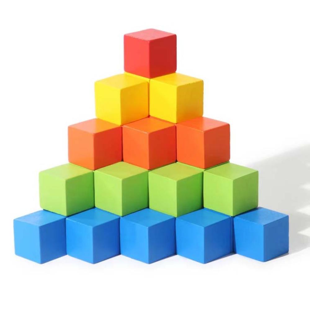 20mm 25mm 30mm Square Wood Toy Wood Beads Colorful Cubes Wooden Building Blocks Children Gift