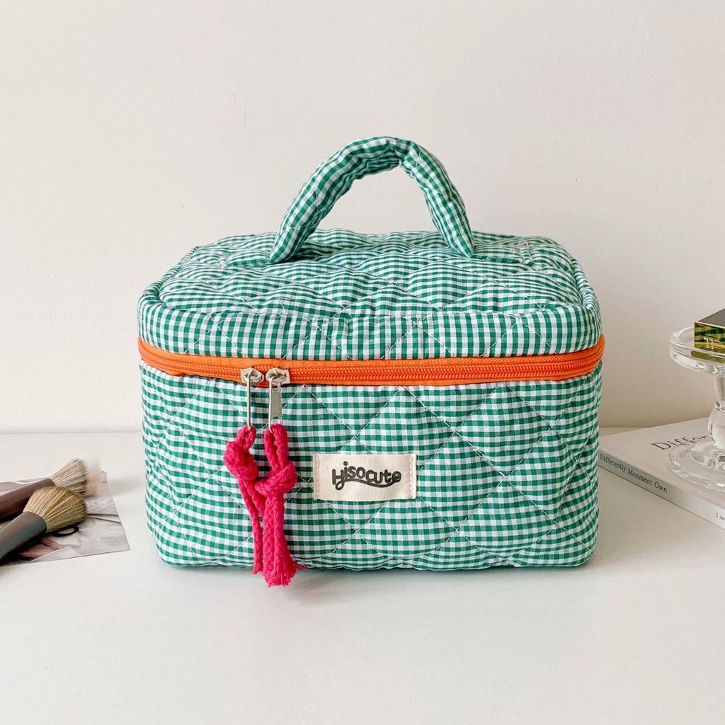 3/1Pcs Creative Plaid Makeup Bag,Large Capacity Makeup Brush Storage Bag,Portable Handheld Travel Bag For Going Out