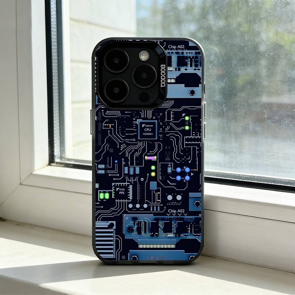 Чехол для телефона с изображением печатной платы Circuit B для iPhone 17,16,15,14,13,12,11 Plus,Pro Max,XS,Красочный Серебристый Черный Чехол