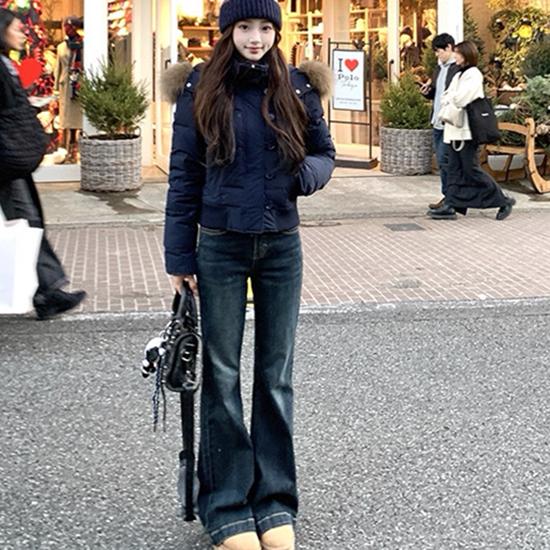 Женская зимняя хлопковая куртка с капюшоном и меховым воротником в американском ретро-стиле, толстая, теплая и холодостойкая, короткая куртка-хлебница