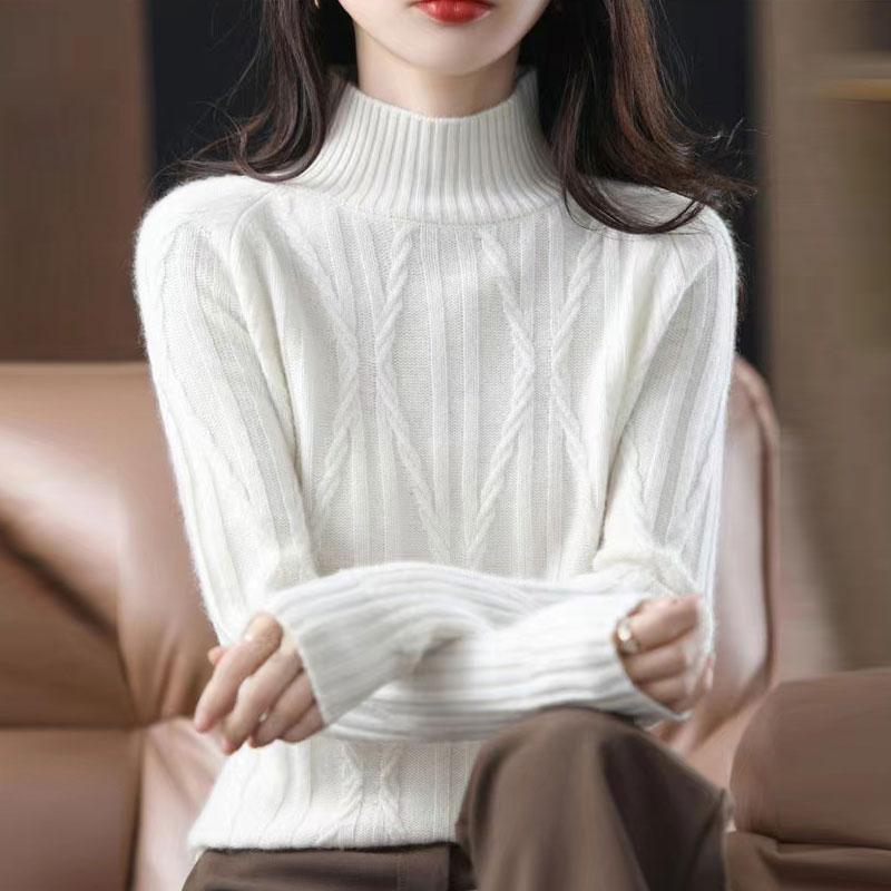 Осень 2022, женский свитер, шерстяной вязаный пуловер, базовые модные топы, футболки, водолазка с длинным рукавом, повседневная фиолетовая