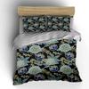Floral Pattern with Blue and Gold Leaves Print Bedding Set 1 Duvet Cover 2 Pillowcases for Adult and Children Luxury Gift