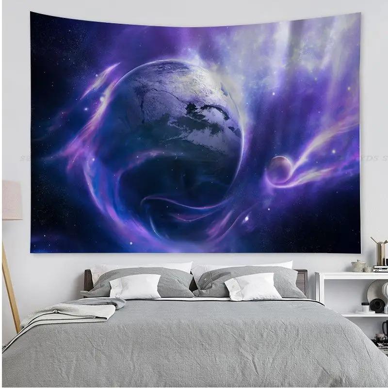 Гобелен для офиса, гостиной, гобелена с принтом «Вселенная и планета», украшение для дома, стены, гобелен