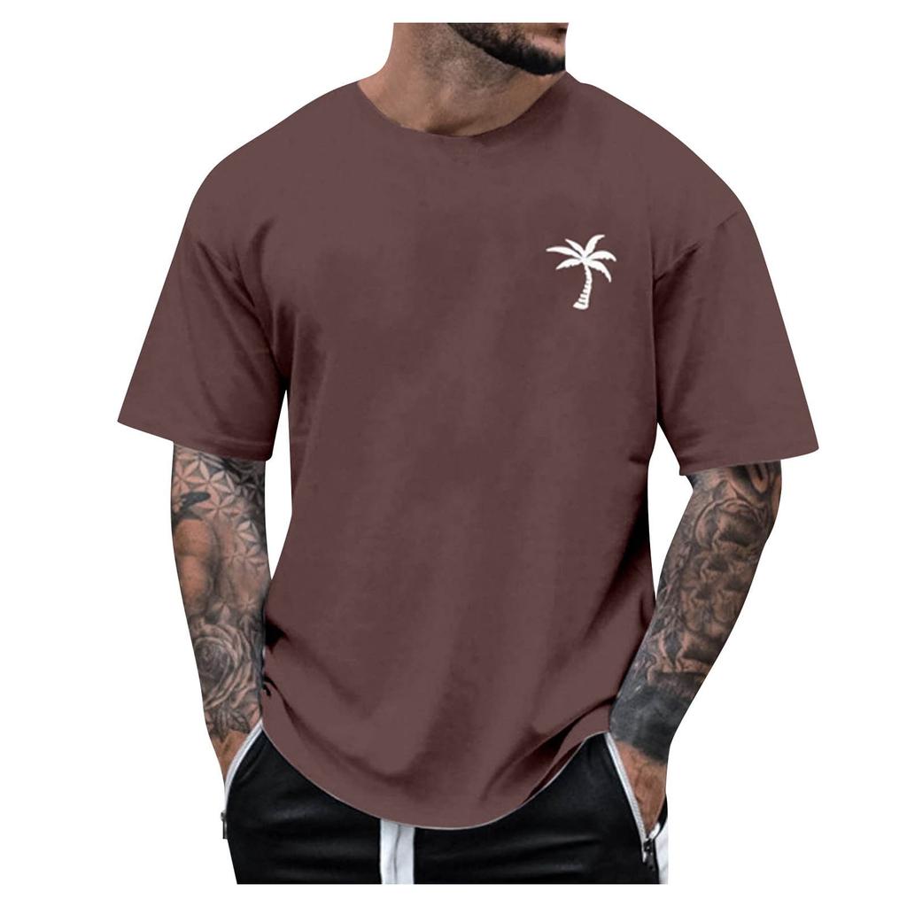 Men's Round Neck Short Sleeve Loose Summer Tops Fashion T-Shirt With Graphic Creative Letters Retro Print Street Sports Casual Tops