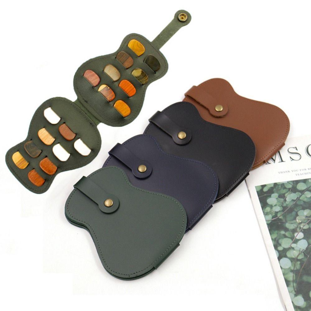 PU Leather Guitar Picks Holder Case Can Hold 18 Pieces Guitar Plectrums Bag Universal