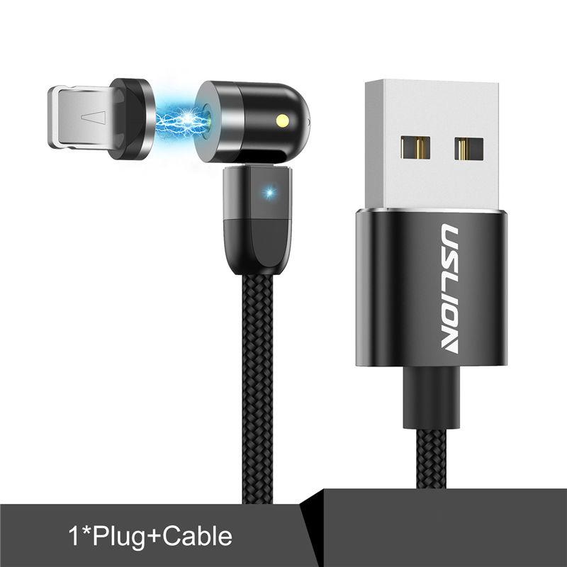 USLION 1 м/2 м, 2,4 А, светодиодный магнитный кабель для Micro USB Type C, телефонный кабель, зарядное устройство с магнитной вилкой