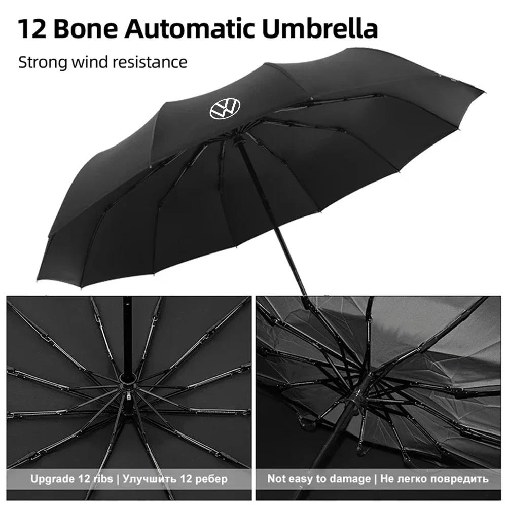 12 Bone Fully Automatic Umbrella UV Resistant Folding Umbrella For Volkswagen VW GTI Golf Polo Tiguan Passat Jetta Lavida Rline