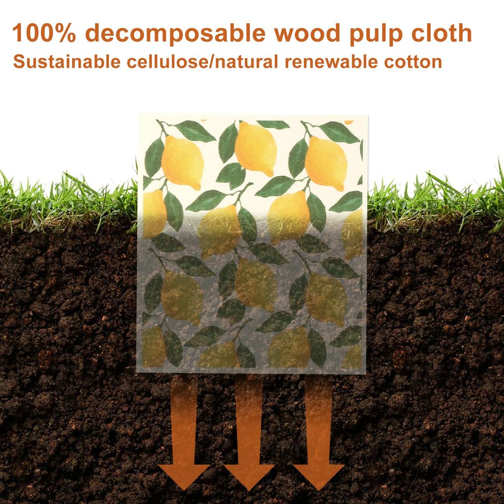 5 шт. кухонных полотенец многоразового использования из экологически чистой микрофибры шведские полотенца для мытья посуды с фруктовым принтом впитывающие полотенца для посуды для уборки дома