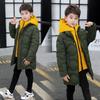 Big Boys Jacket Autumn Winter Thicken Warm Teenager Kids Jackets Fashion Long Style Zipper Hooded Boys Coat