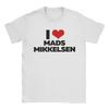 Я люблю Мадса Миккельсена Узор Футболка Мужская и Женская Мода Повседневная Футболка 100% Хлопок Свободная Большая Футболка Веселый Юмористический Набор Эмодзи